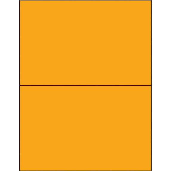 Box Partners Rectangle Laser Labels 8 1/2" x 5 1/2" Fluorescent Orange 200/Case LL184OR