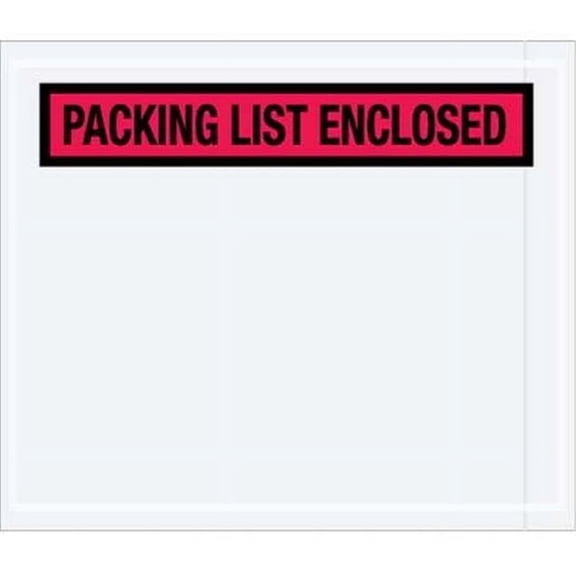Box Partners 7 x 6 in. 2 Mil Poly Red Packing List Enclosed Envelopes