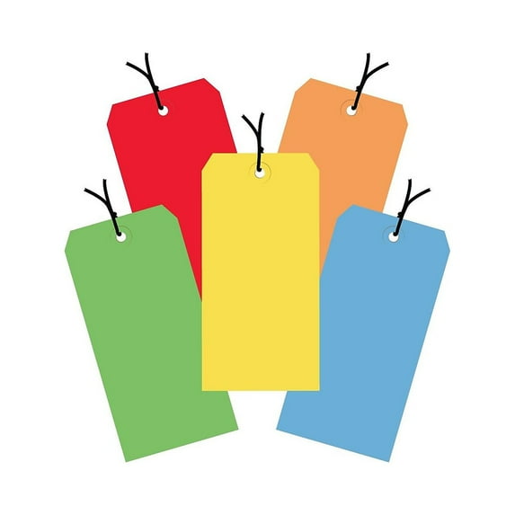 Box Partners Shipping Tags Pre-Strung 13 Pt. 6 1/4" x 3 1/8" Assorted Color 1000/Case G21002