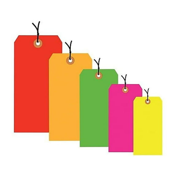 Box Partners Shipping Tags Pre-Strung 13 Pt. 6 1/4" x 3 1/8" Fluorescent Yellow 1000/Case G12082A