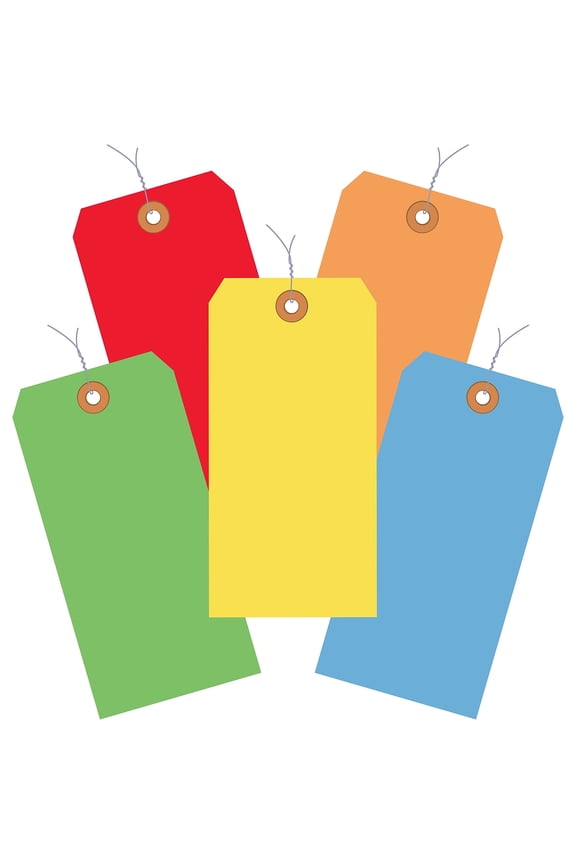 Shipping Tags Pre-Wired 13 Pt. 4 3/4" x 2 3/8" Assorted Color 1000/Case G20003