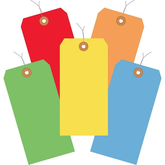 Box Partners Shipping Tags Pre-Wired 13 Pt. 4 3/4" x 2 3/8" Assorted Color 1000/Case G20003