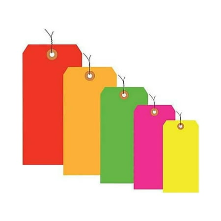 Box Partners Shipping Tags Pre-Wired 13 Pt. 5 1/4" x 2 5/8" Fluorescent Yellow 1000/Case G12063A