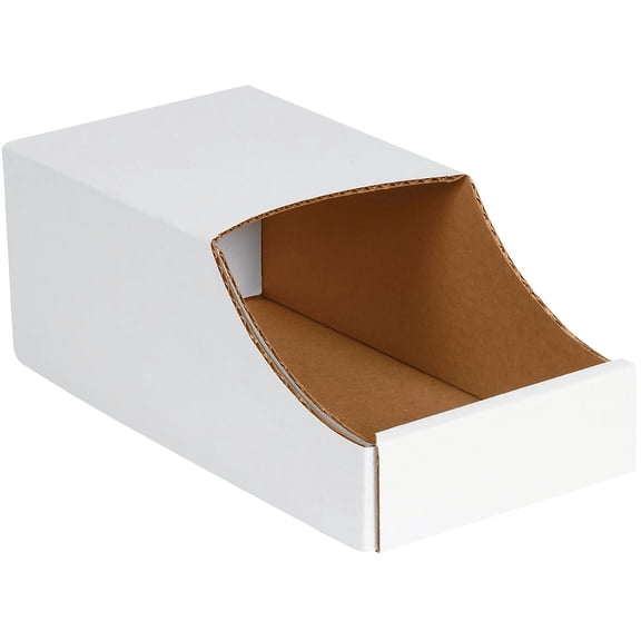 Box Partners Stackable Bin Boxes 6" x 12" x 4 1/2" White 50/Bundle BINB612