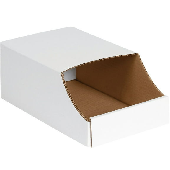 Box Partners Stackable Bin Boxes 8" x 12" x 4 1/2" White 50/Bundle BINB812