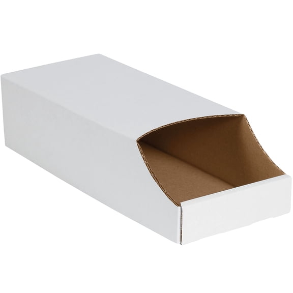 Box Partners Stackable Bin Boxes 8" x 18" x 4 1/2" White 50/Bundle BINB818