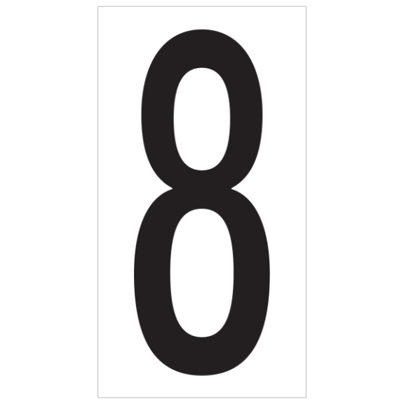 Box Partners Vinyl Warehouse Number Labels "8" 3 1/2" Black/White 50/Case DL9308