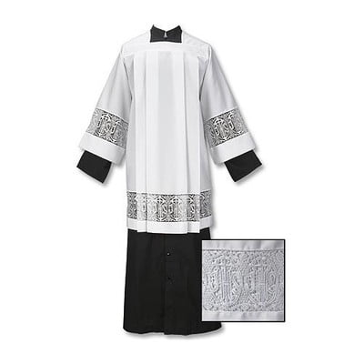 Box Pleated Lace Surplice (Large (Back Length 41'') (Sleeve Length 29'') (Height 6ft-6ft3))