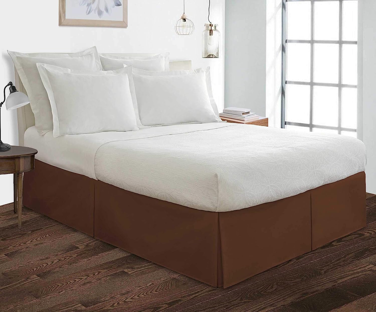 Box Pleated RV King Bed Skirt 12" Inch Tailored Drop Easy Fit for