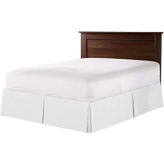Box Pleated Split Corner Bed Skirt 15" Inch Drop,800 Thread Count 100% Egyptian Cotton Wrinkle and Fade Resistant Bed Skirt - Full Size (54" x 75") Inch White Solid