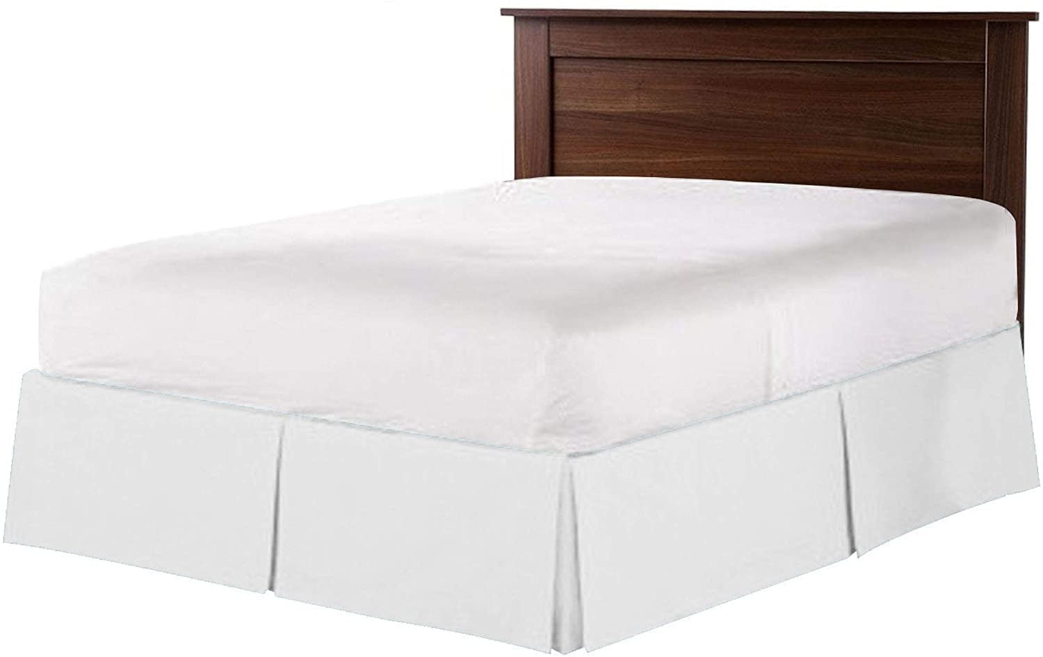 Box Pleated Split Corner Bed Skirt 15" Inch Drop,800 Thread Count 100% Egyptian Cotton Wrinkle and Fade Resistant Bed Skirt - Queen Size (60" x 80") White Solid