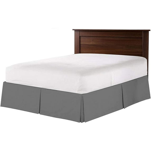 Box Pleated Split Corner Bed Skirt 18" Inch Drop,800 Thread Count 100% Egyptian Cotton Wrinkle and Fade Resistant Bed Skirt - Full Size (54" x 75") Inch Dark Grey Solid