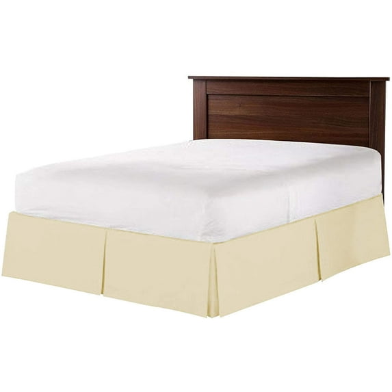Box Pleated Split Corner Bed Skirt 18" Inch Drop,800 Thread Count 100% Egyptian Cotton Wrinkle and Fade Resistant Bed Skirt - Queen Size (60" x 80") Ivory Solid