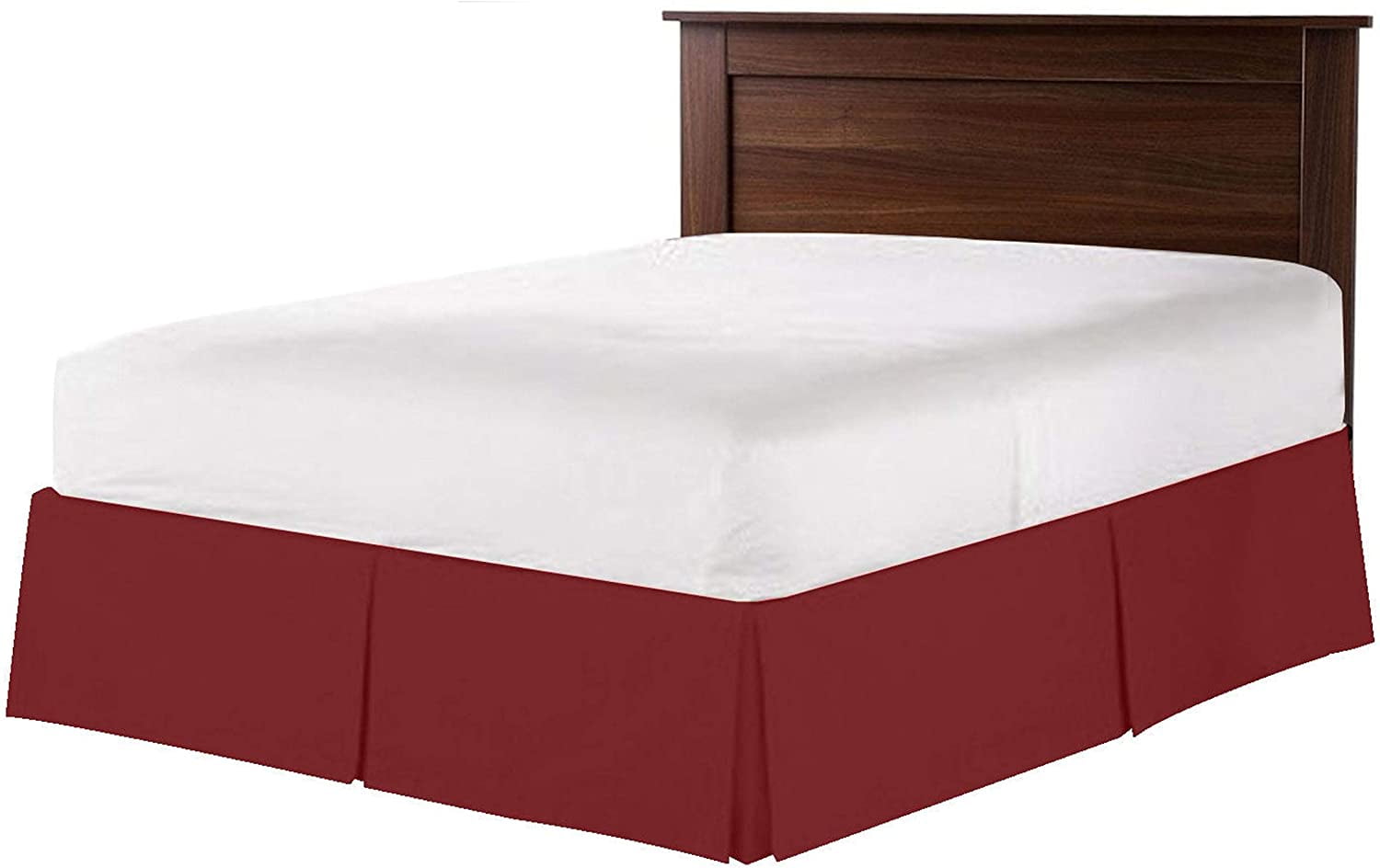 Box Pleated Split Corner Bed Skirt 21" Inch Drop,800 Thread Count 100% Egyptian Cotton Wrinkle and Fade Resistant Bed Skirt - Full Size (54" x 75") Inch Burgundy Solid
