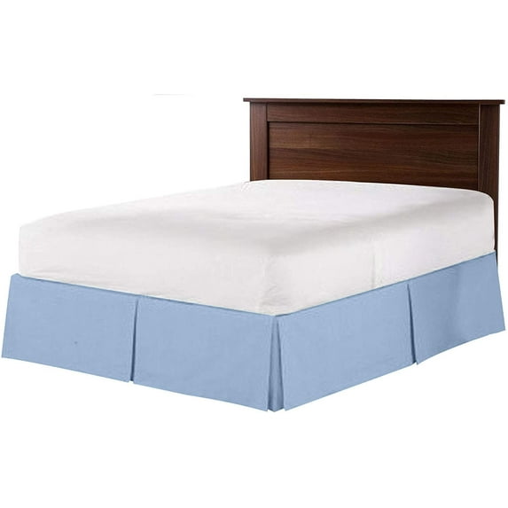 Box Pleated Split Corner Bed Skirt 21" Inch Drop,800 Thread Count 100% Egyptian Cotton Wrinkle and Fade Resistant Bed Skirt - Queen Size (60" x 80") Light Blue Solid
