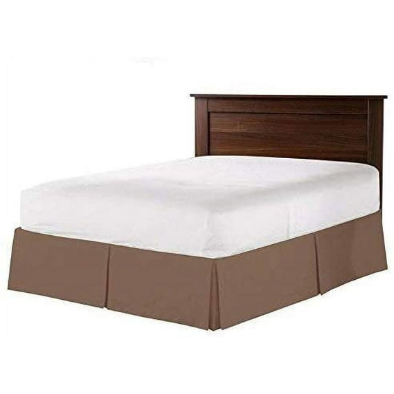 Box Pleated Split Corner Bed Skirt 21" Inch Drop,800 Thread Count 100% Egyptian Cotton Wrinkle and Fade Resistant Bed Skirt - Queen Size (60" x 80") Taupe Solid