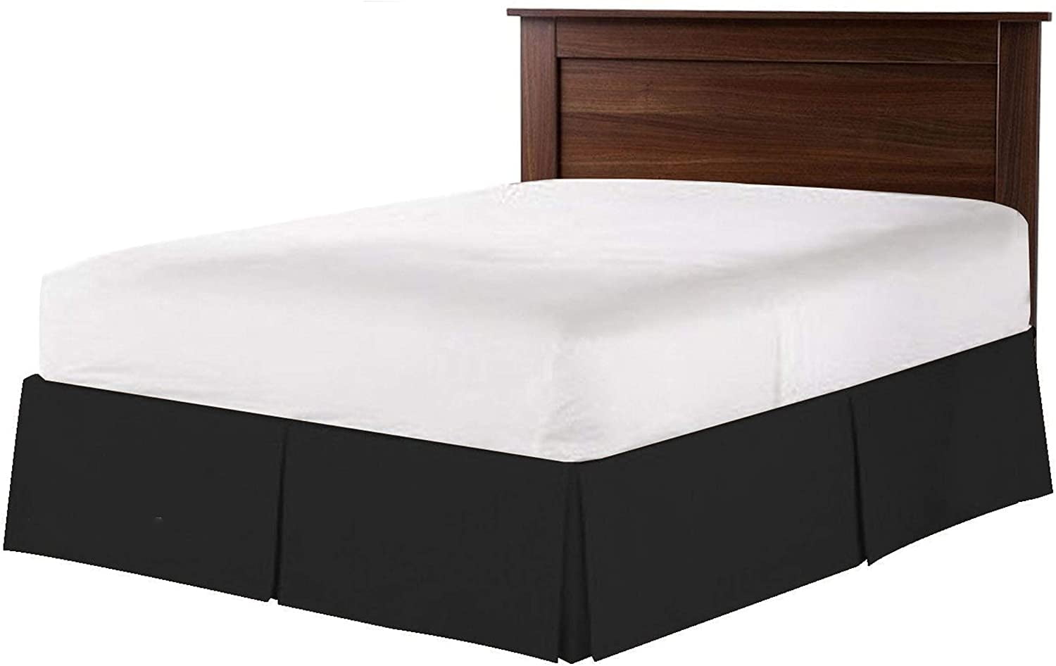 Box Pleated Split Corner Bed Skirt 21" Inch Drop,800 Thread Count 100% Egyptian Cotton Wrinkle and Fade Resistant Bed Skirt - Twin Size (39" x 75") Inch Black Solid