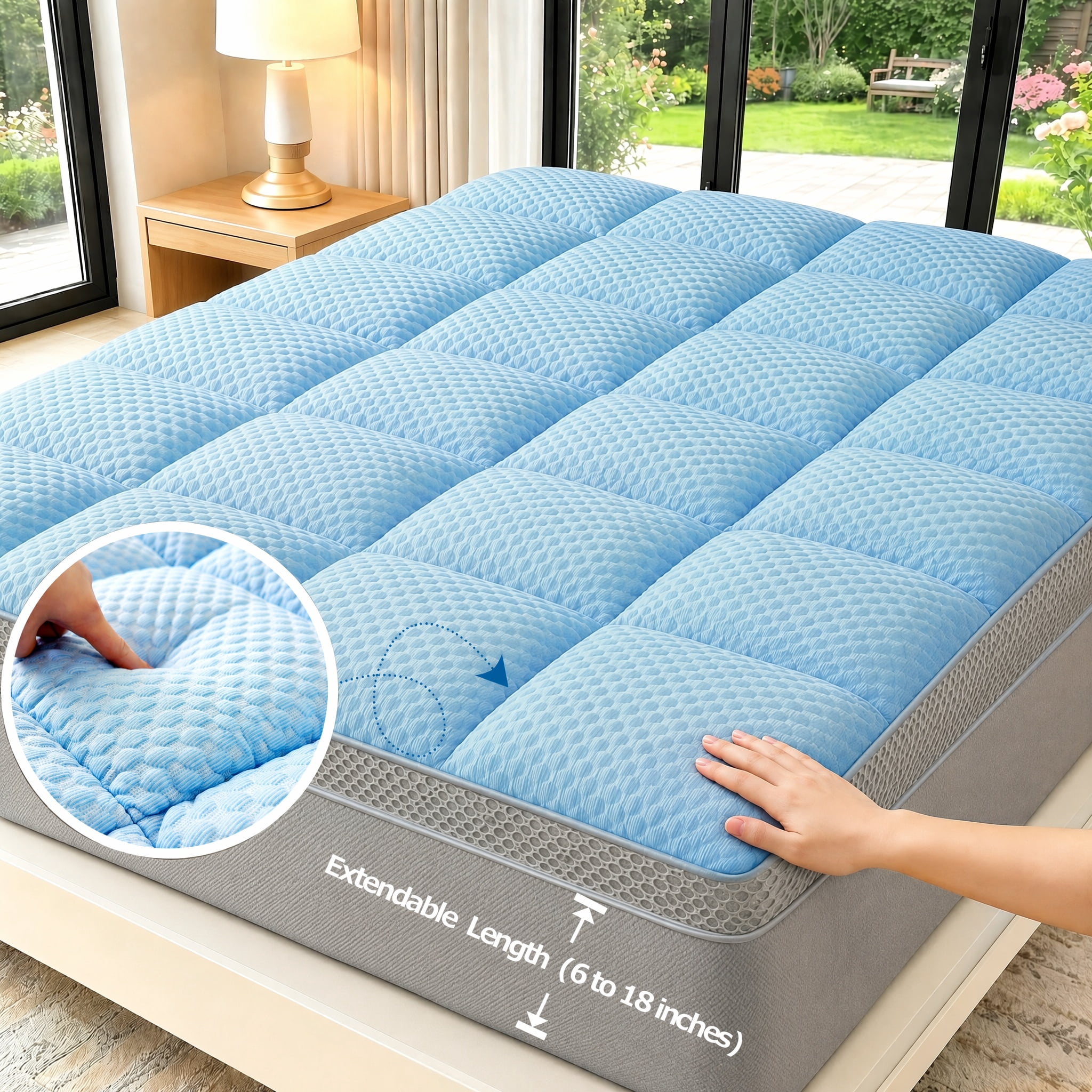 Prisma Soft Machine Box-Quilted Mattress Topper, Deep Pocket Stretch Fit Mattress Pad, Soft ...