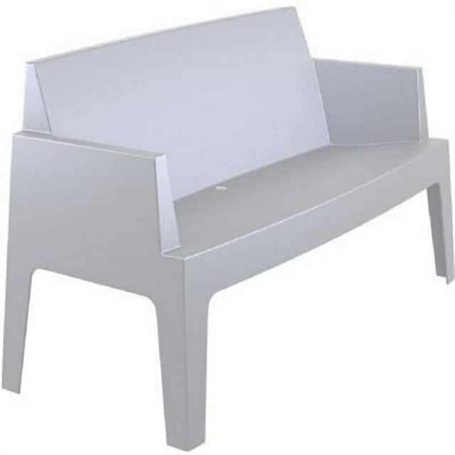 Box Resin Outdoor Bench&#44; Silver Gray