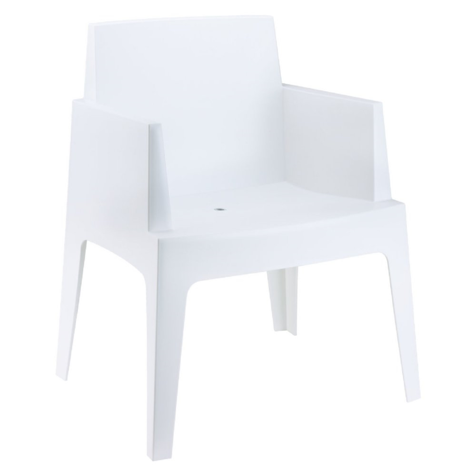 Box Resin Outdoor Dining Arm Chair White