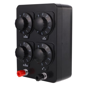 Fuhjythy Decade Resistance Box - 0-9999.9 Ohm Adjustable Resistor, Black, For Physics Teaching & Experiments