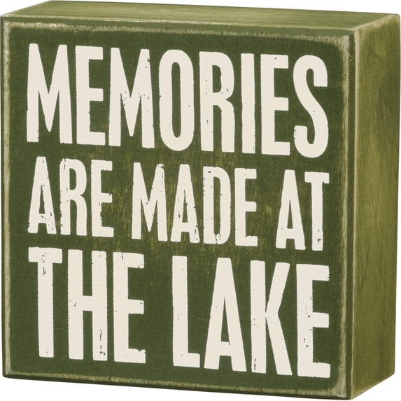 Primitives by Kathy Box Sign, 4 x 1.75 x 4 inches, Memories Are Made At The Lake