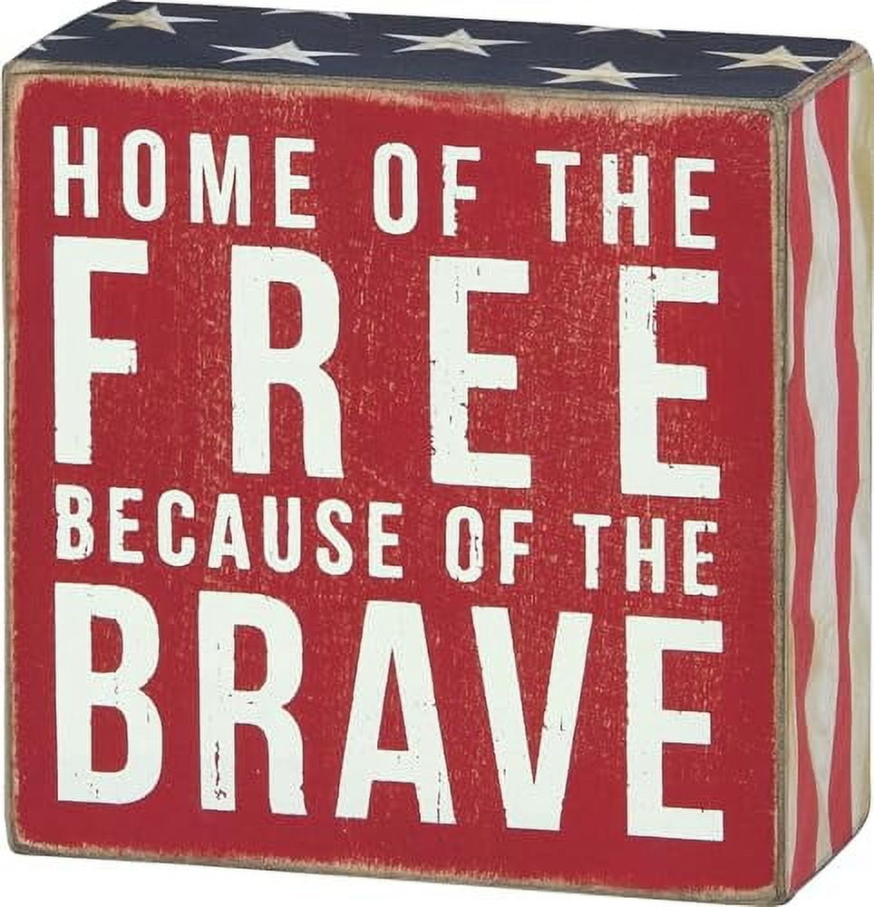 Patriotic Red and White Wooden Box Sign