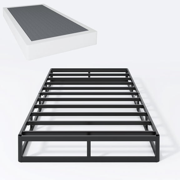 Box Spring 7 Inch Metal Box Spring Size Basics Bed Base, Mattress Foundation,Black Heavy Duty Structure with Cover, Noise Free,Easy Assembly