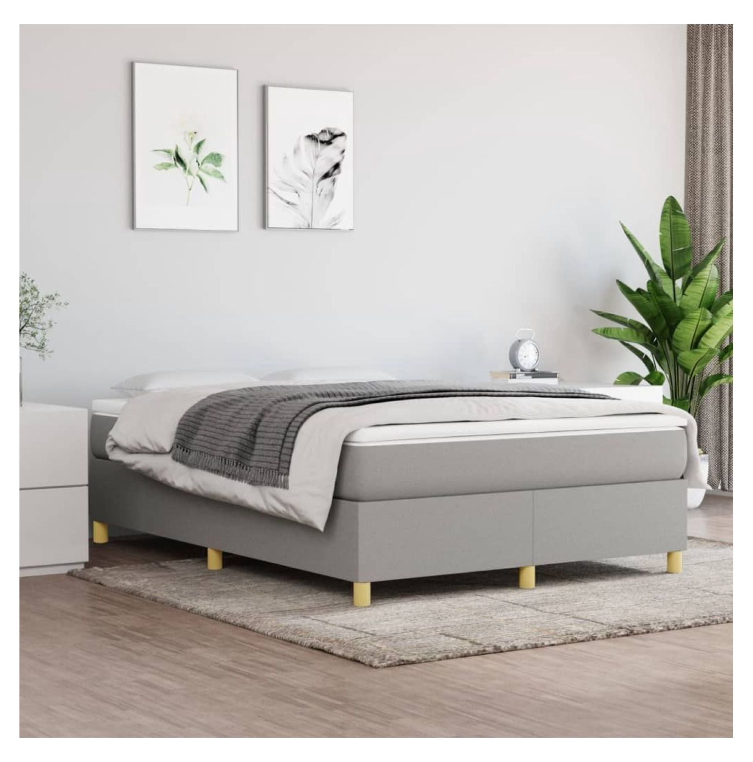 Box Spring Bed Frame Light Gray Queen Fabric (US Only) - Walmart.com