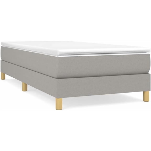 Box Spring Bed Frame Light Gray Twin XL Fabric with Sturdy Legs and Plywood Slats