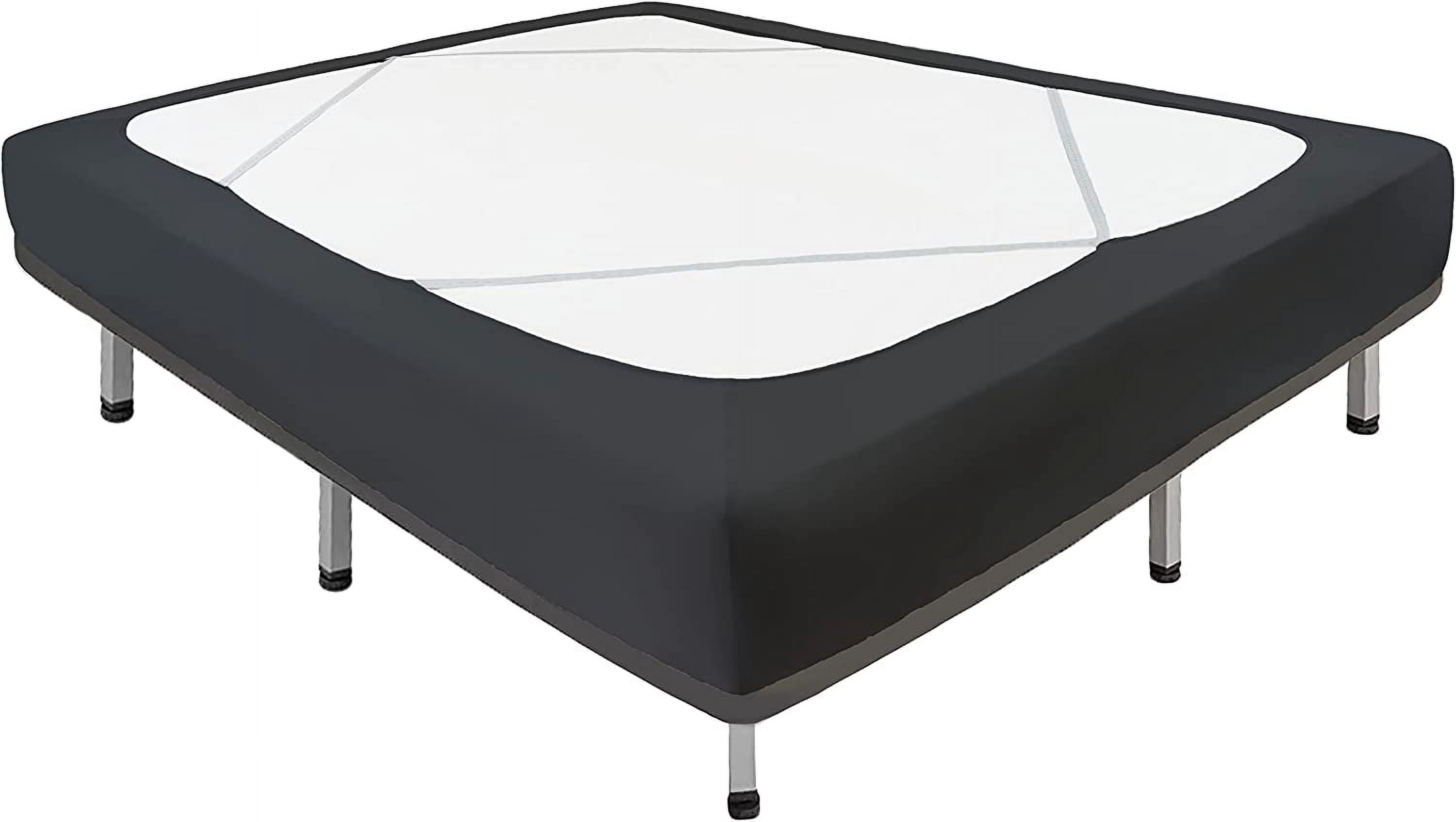 Box Spring Cover Full Size-Black Stretch Wrap Around 4 Sided Bed Skirt ...