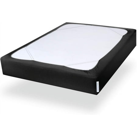 Box Spring Cover Queen Size, Alternates for Bed Skirt, Smooth and Elastic Woven Material Wrap Around 4 Sides of The Box Spring, Wrinkle & Fading Resistant, Washable, Dustproof, Black