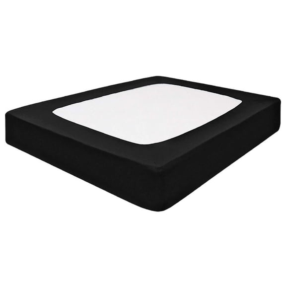 Box Spring Cover Queen Size, Alternates for Bed Skirt, Smooth and Elastic Woven Material Wrap Around 4 Sides of The Box Spring, Wrinkle & Fading Resistant, Washable, Dustproof, Black