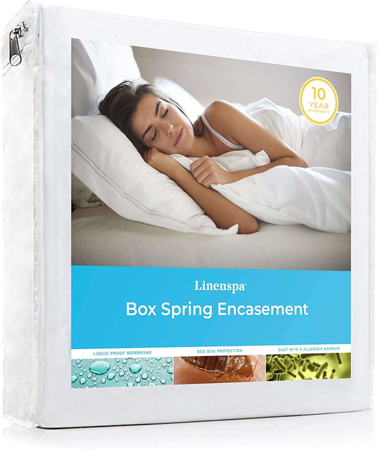 Box Spring Encasement Queen, Complete Protection with Zipper