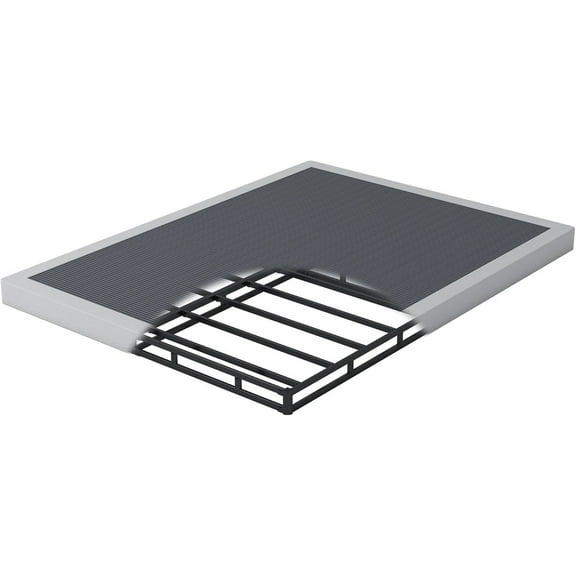 Box Spring Full Size Bed 4 Inch - Heavy Duty Box Spring Mattress Foundation Metal Bed Base with Fabric Cover, Noise Free Easy Assembly Non Slip 3000lbs Max