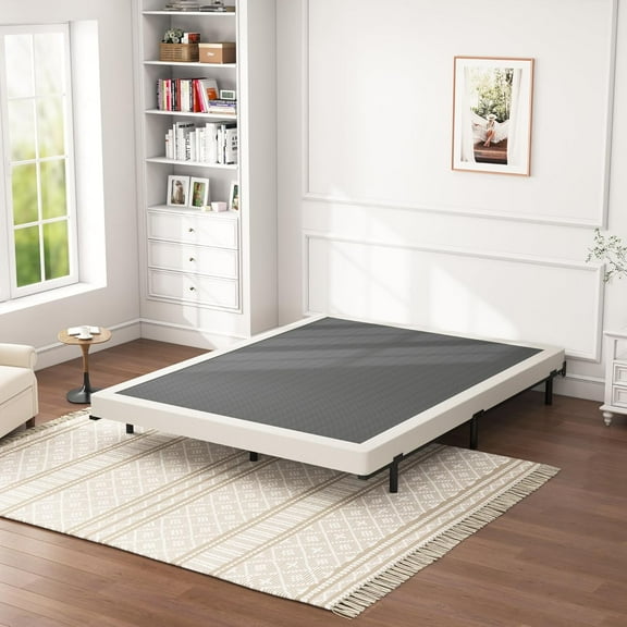 Box Spring Full Size Bed 8 Inch - Heavy Duty Box Spring Mattress Foundation Metal Bed Base with Fabric Cover, Noise Free Easy Assembly Non Slip 3000lbs Max