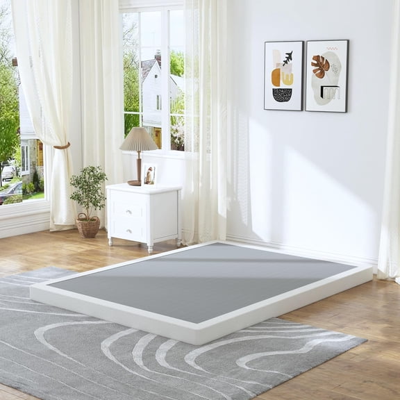 Box Spring King Size 3 Inch Low Profile Sturdy Mattress Foundation | Metal Bed Base with Fabric Cover, Strong Bearing Capacity, Easy Assembly, Noise Free, Non Slip