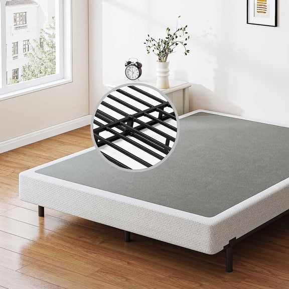 Box Spring Queen9 Inch Metal Box-Spring Only, Mattress Foundation, Heavy Duty Structure with Fabric Cover, Noise Free, Non-Slip, Easy Assembly