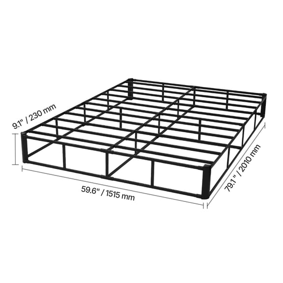 Box Spring, Queen Size Bed Frame with Washable Fabric Cloth, Heavy Duty Metal Frame for Queen Bed, 9 in Mattress Foundation, 3500 lbs Max Weight Capac
