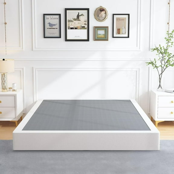 Box Springs King Size 9 Inch, Heavy Duty Metal Frame Mattress Foundation with Easy Clean Cover, Noise Free, Easy Assembly