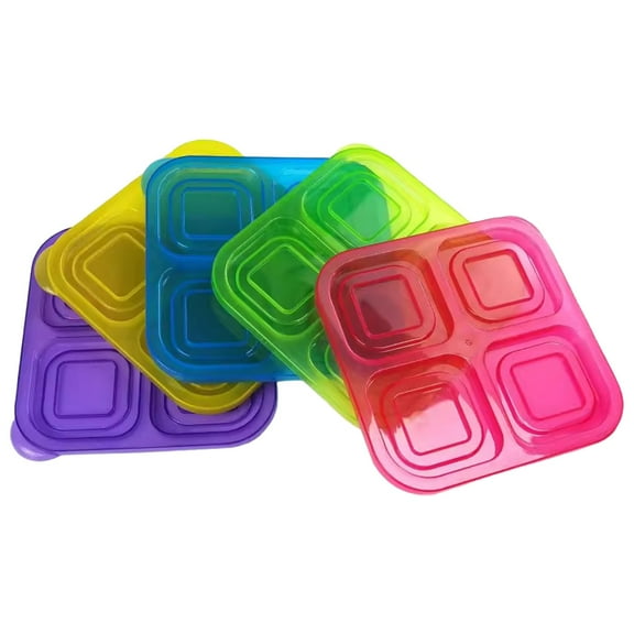 Box Type Adult Lunch Box, 4 Compartment Meal Prep Container, Reusable Microwave-Safe Storage Container with Transparent Lid, 10-Pack