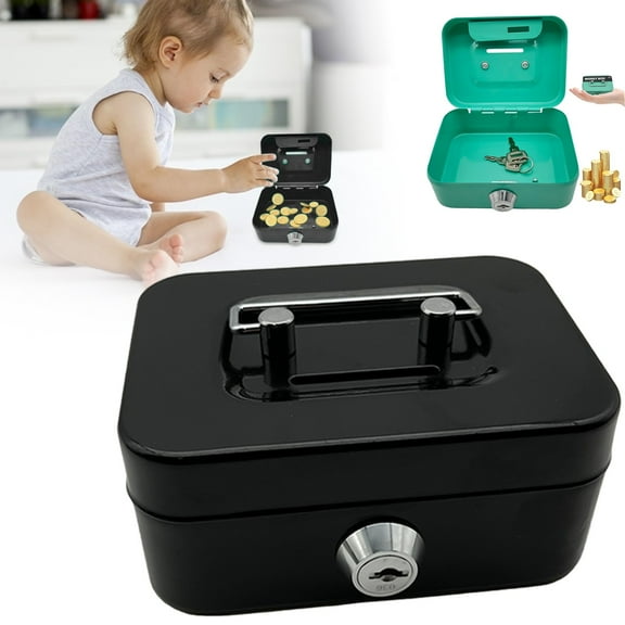 Box With Lock Chest Box Metal Small Modern Holder Bank Lock Box With Key For Prizes Adults Good Choice Of Gift Stainless Steel, Black One Size