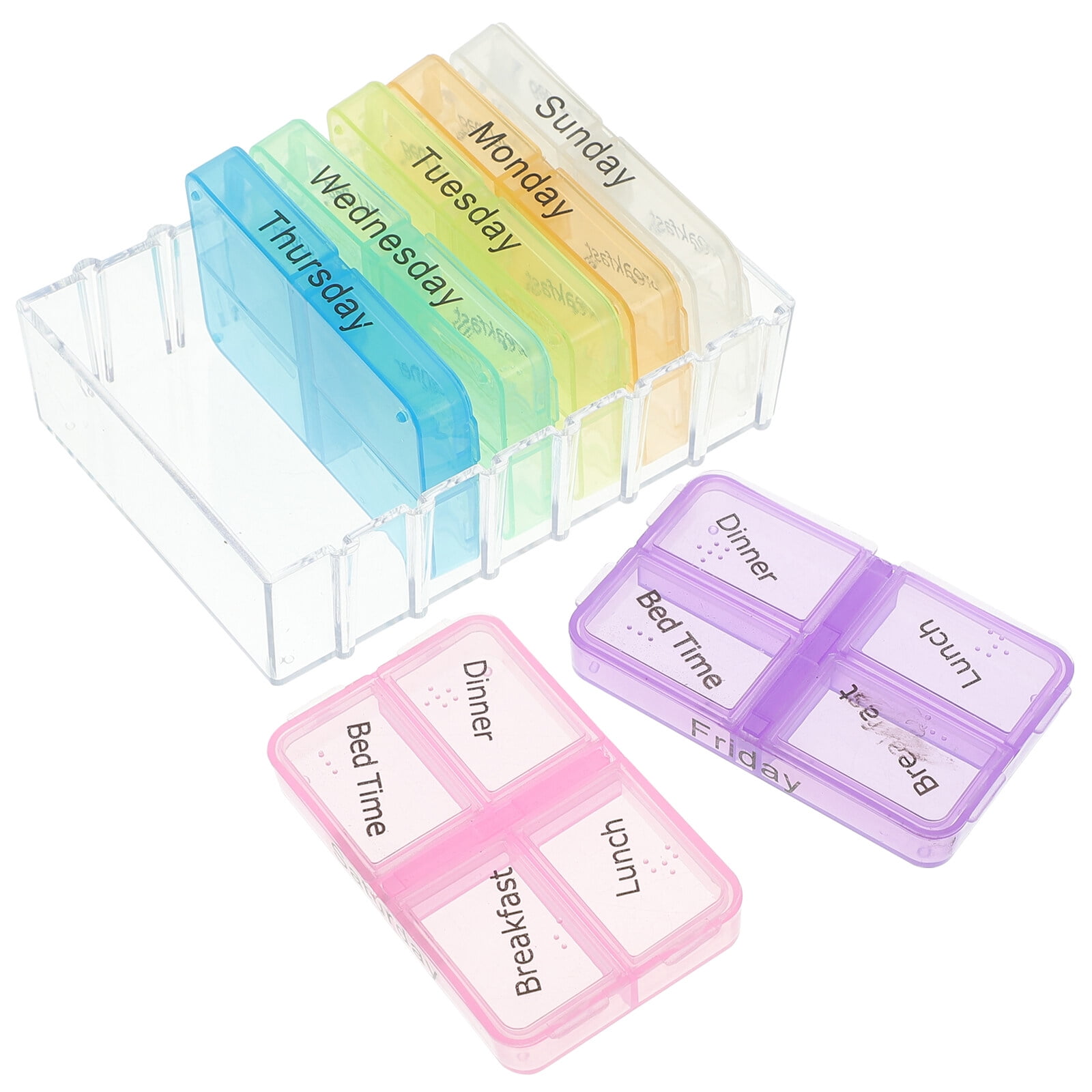 Plastic Weekly Pill case with 7 Individual Boxes for Daily