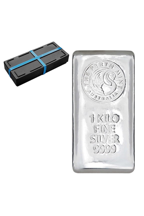 Box of 10 - 1 Kilo Perth Mint Silver Bar .9999 Fine