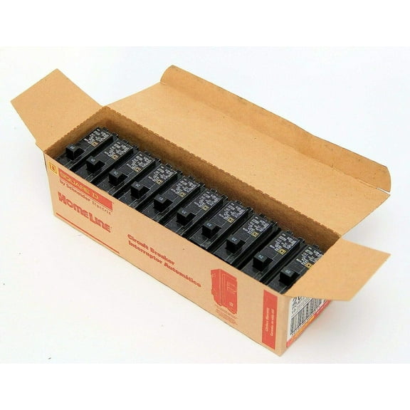 Box of 10 Square D HOM120 plug-on Circuit breakers 1 pole 20A 120-240V