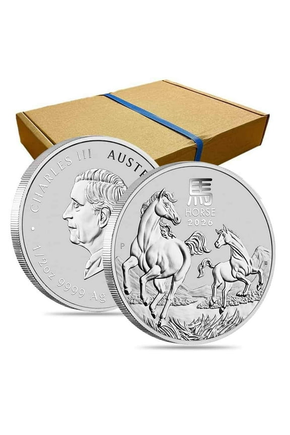 Box of 100 - 2026 1/2 oz Silver Lunar Horse BU Australian Perth Mint