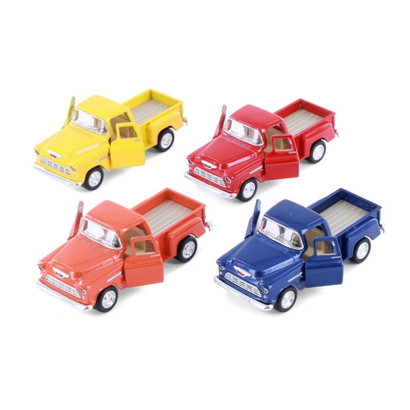 Box of 12 1955 Chevy Stepside Pickup Truck, Asstd - Kinsmart 3002D - 1/54 Scale Diecast Model Cars
