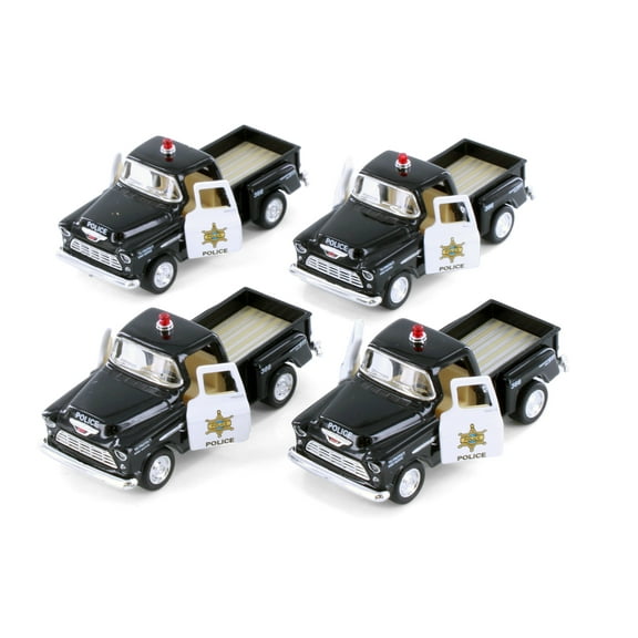 Box of 12 1955 Chevy Stepside Pickup Truck - Police Edition, Black - 3002DP - 1/54 Scale Model Cars