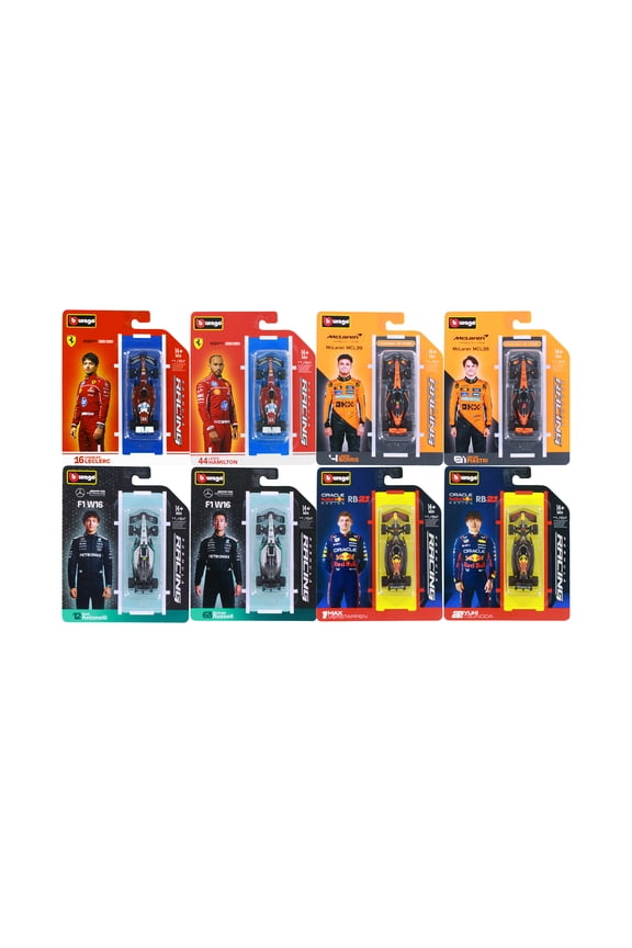 Box of 12 2025 Formula One F1 Assorted Racing Cars - Bburago 18-60164 - 1/64 Scale Diecast Model Cars