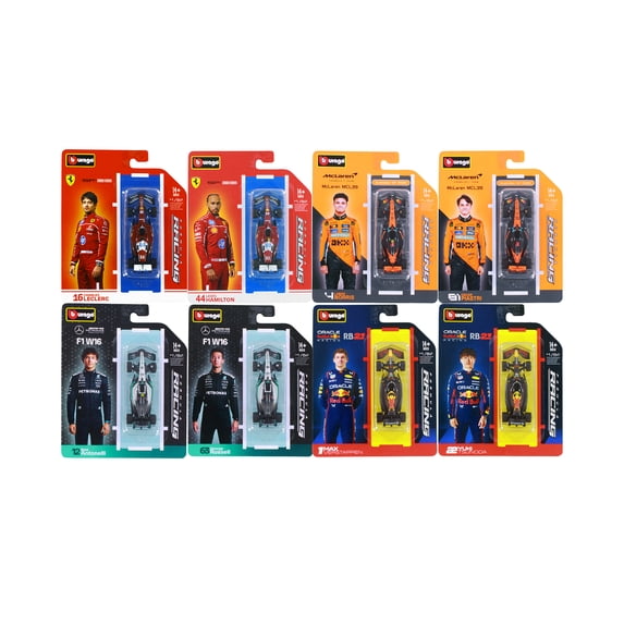 Box of 12 2025 Formula One F1 Assorted Racing Cars - Bburago 18-60164 - 1/64 Scale Diecast Model Cars